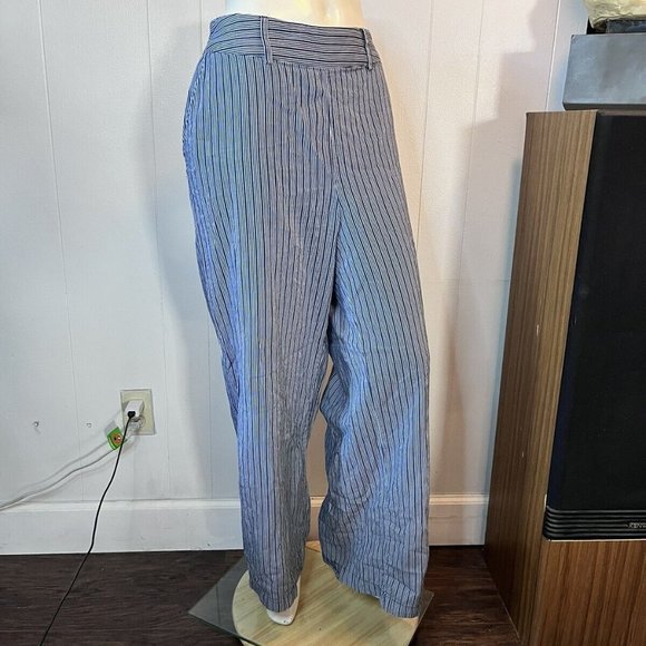 Women's Wide Leg Pants - A New Day Blue Stripped. Size Large - Picture 1 of 7